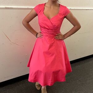 Elegant Pink Cap Sleeve Dress